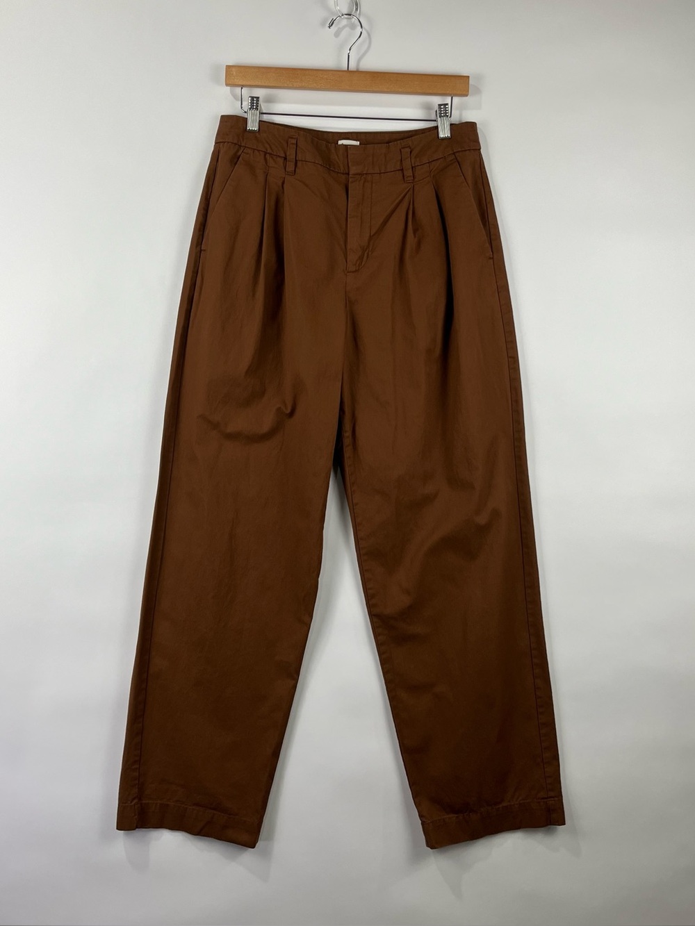 A New Day 100% Cotton Pleated Wide Leg Trousers Fall Brown Size 8